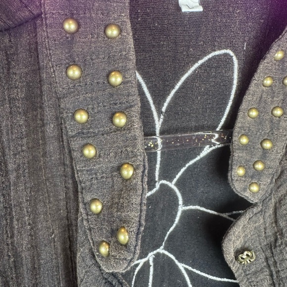 NWT POL Moonshadow oversized duster jacket in black cotton with white floral - Picture 6 of 11